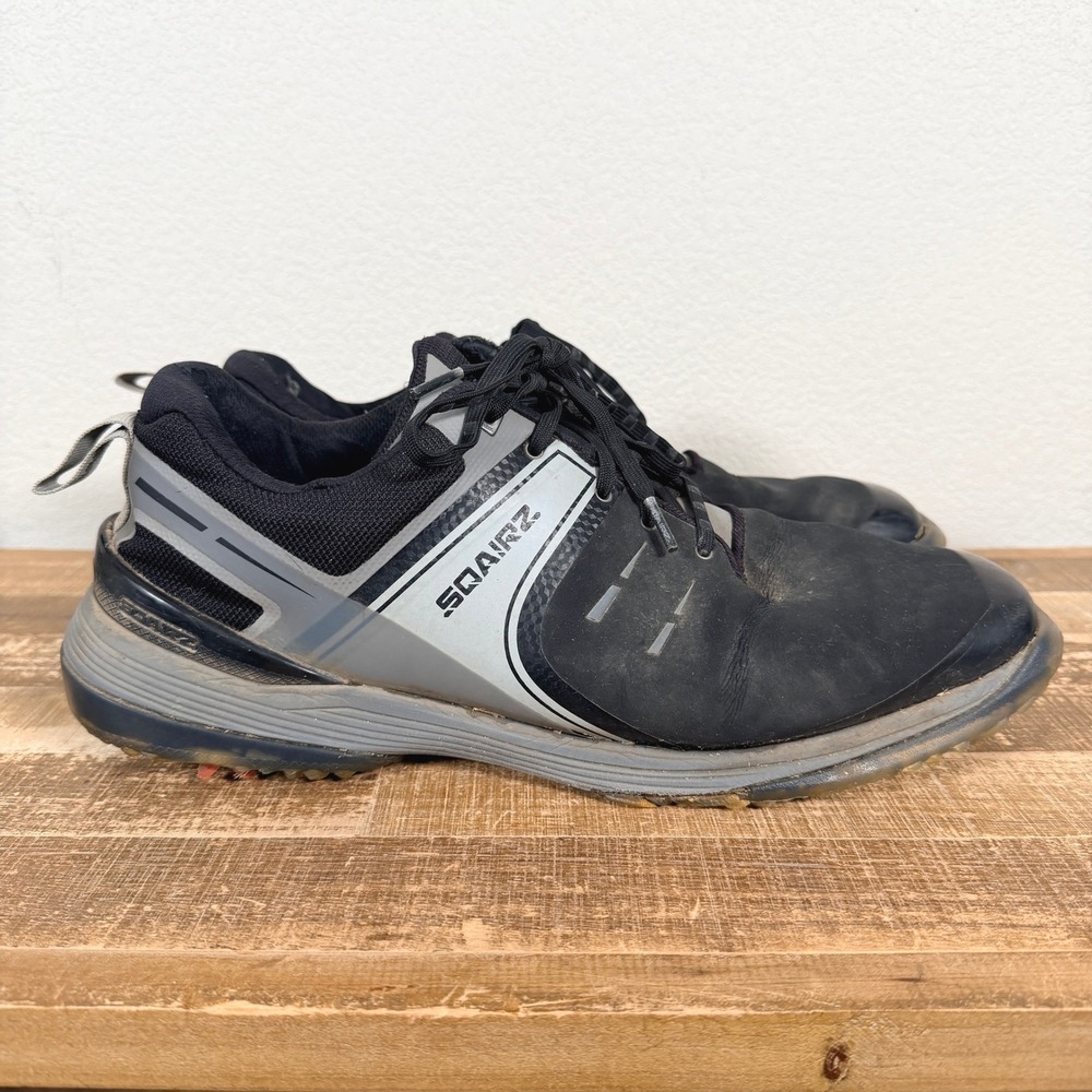 SQAIRZ Speed Golf Shoes Mens 13 Black Gray Soft Spikes Wide Toe‎ Box read